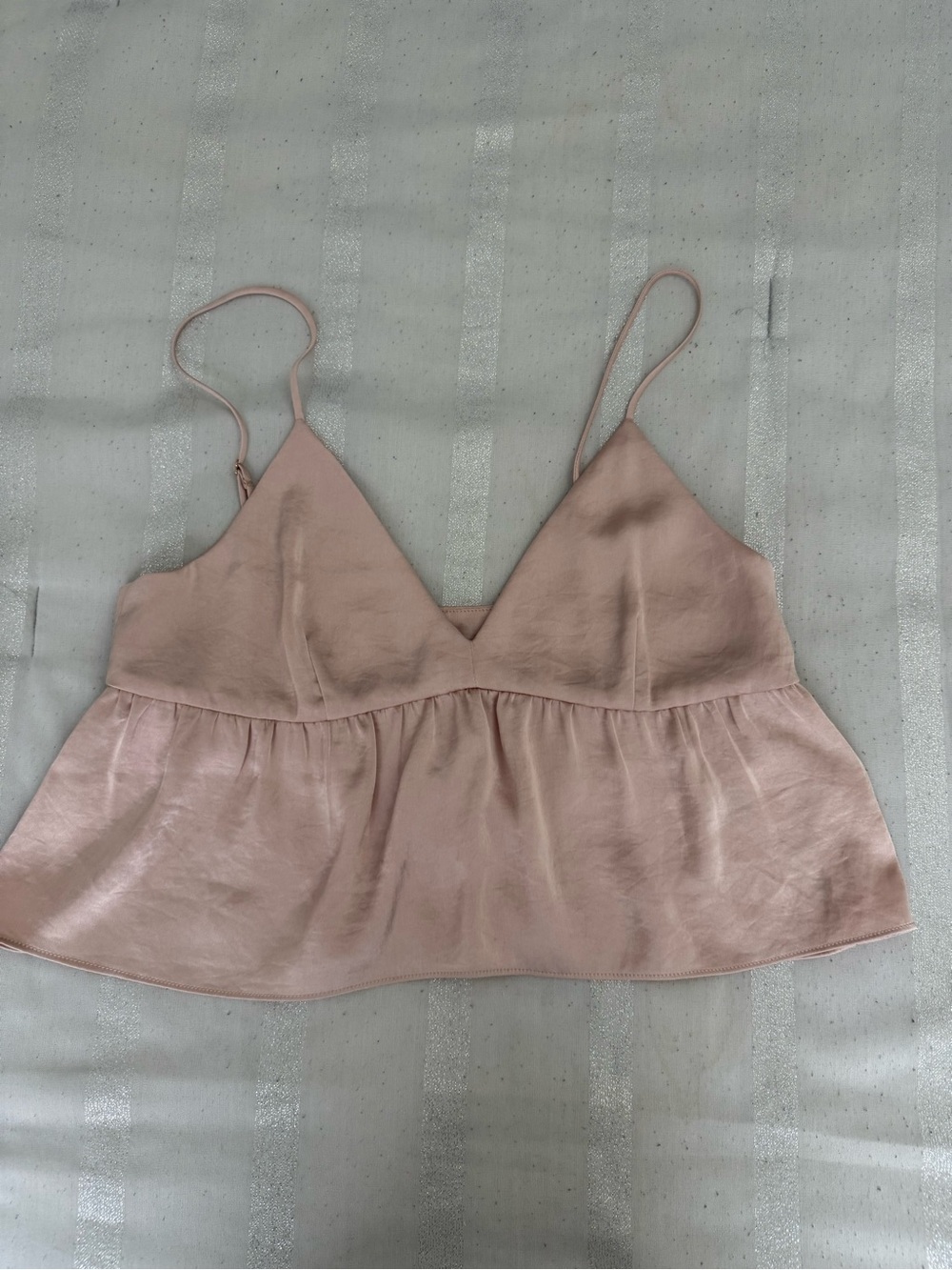 Aritzia Silky Blush Pink Peplum Cami Top